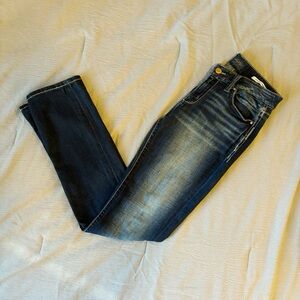 daytrip virgo straight leg jeans - size 28R, dark wash, stretchy, buckle